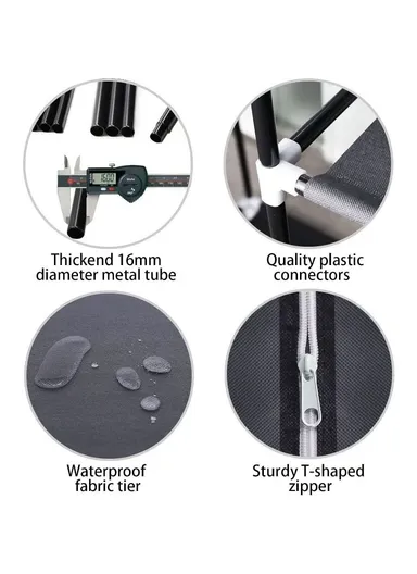 Durable Steel Frame Clothes Cabinet Large Hanging Space, Easy to Dismantle, Dust Protection CL-128 (W128 x D45 x H170)cm - Wine Red