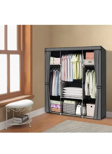 Durable Steel Frame Clothes Cabinet Large Hanging Space, Easy to Dismantle, Dust Protection CL-128 (W128 x D45 x H170)cm - Purple