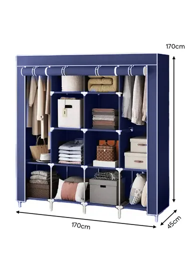 12 Shelves Collapsible Wardrobe Closet Clothes Storage Rack 28170 (W170 x D45 x H170)cm - Beige
