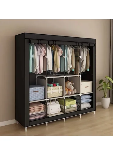 12 Shelves Collapsible Wardrobe Closet Clothes Storage Rack 28170 (W170 x D45 x H170)cm - Beige