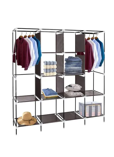 12 Shelves Collapsible Wardrobe Closet Clothes Storage Rack 28170 (W170 x D45 x H170)cm - Beige