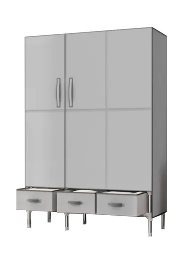 Heavy-Duty High Load Bearing Strength Double Door Storage Cabinet with Durable Fabric Drawers - Grey