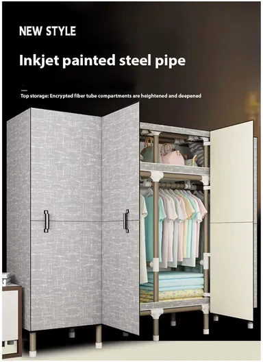 165cm Durable Heavy-Duty High Load Bearing Strength Portable Storage Cabinet, Large Hanging Space B165 - Style2