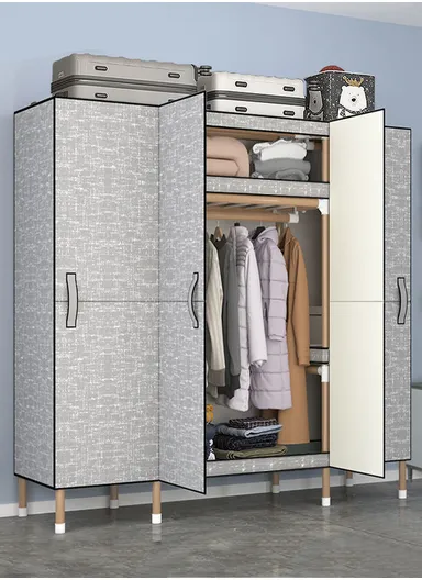 165cm Durable Heavy-Duty High Load Bearing Strength Portable Storage Cabinet, Large Hanging Space B165 - Style2