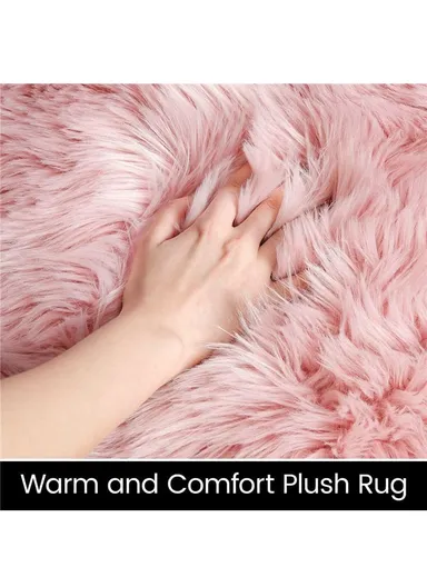 90x90cm Anti-Slip Modern Shaggy Mat With Long Hair - Light Brown