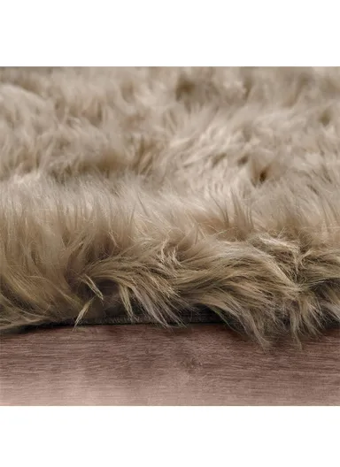 90x90cm Anti-Slip Modern Shaggy Mat With Long Hair - Light Brown