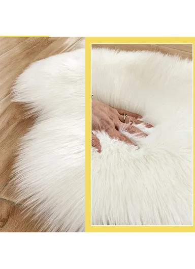 90x90cm Anti-Slip Modern Shaggy Mat With Long Hair - Light Brown