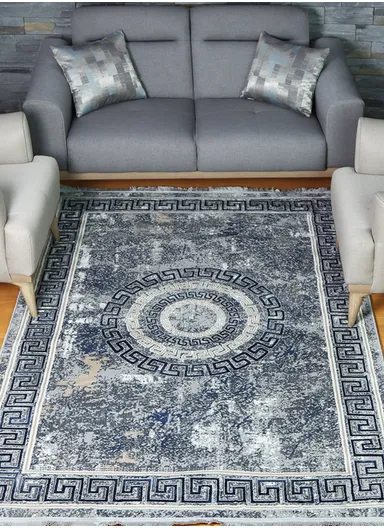 340x240cm Silk Thread Carpet - Navy