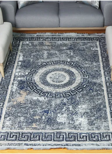 280x200cm Silk Thread Carpet - Navy