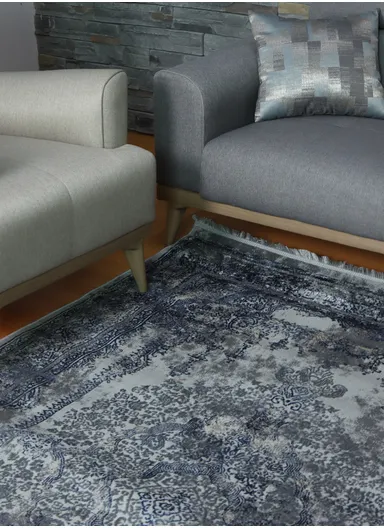 200x100cm Silk Thread Carpet - Navy