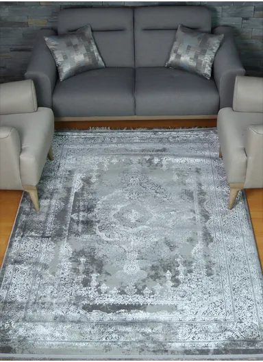340x240cm Silk Thread Carpet - Silver
