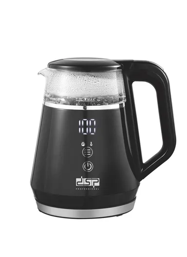 1.0L 900W-1100W Glass Electric Water Kettle with Boil-Dry Protection, Visual Window &amp; Keep Warm Function KK1275 - Black