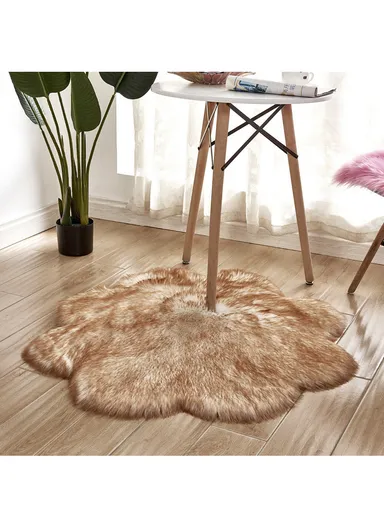 45x45cm Anti-Slip Modern Shaggy Mat With Long Hair - Golden Rice