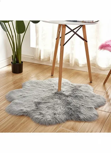 45x45cm Anti-Slip Modern Shaggy Mat With Long Hair - Silver Grey