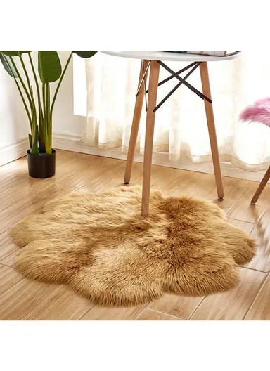 45x45cm Anti-Slip Modern Shaggy Mat With Long Hair - Light Brown