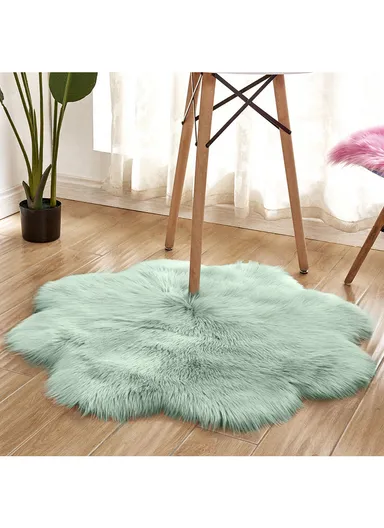 45x45cm Anti-Slip Modern Shaggy Mat With Long Hair - Mint