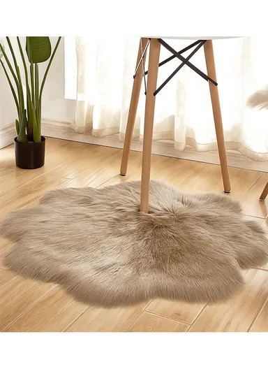 45x45cm Anti-Slip Modern Shaggy Mat With Long Hair - Tan
