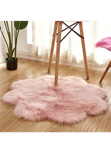 45x45cm Anti-Slip Modern Shaggy Mat With Long Hair - Powder Pink