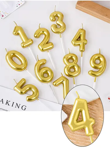 Number “4” Birthday Candle, Birthday Celebration Candle, Birthday Cake Decoration, Cake Topper for Birthday/Anniversary - Gold