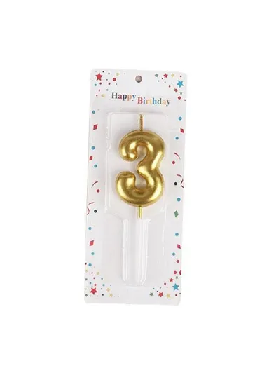 Number “4” Birthday Candle, Birthday Celebration Candle, Birthday Cake Decoration, Cake Topper for Birthday/Anniversary - Gold