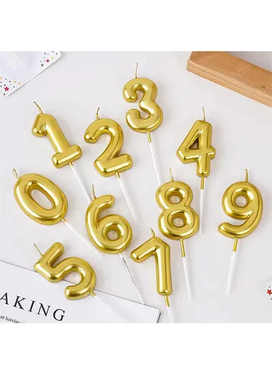 Number “4” Birthday Candle, Birthday Celebration Candle, Birthday Cake Decoration, Cake Topper for Birthday/Anniversary - Gold