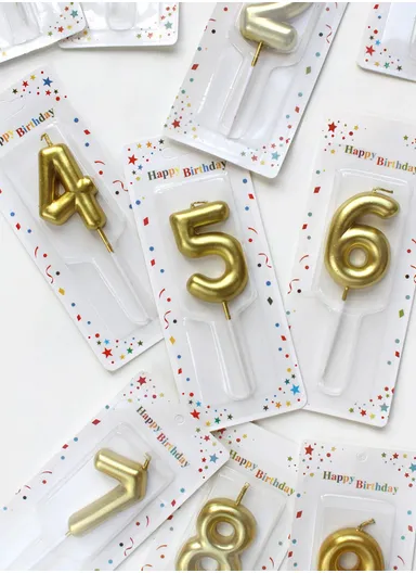 Number “6” Birthday Candle, Birthday Celebration Candle, Birthday Cake Decoration, Cake Topper for Birthday/Anniversary - Gold