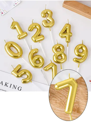 Number “7” Birthday Candle, Birthday Celebration Candle, Birthday Cake Decoration, Cake Topper for Birthday/Anniversary - Gold