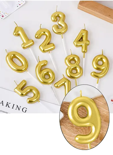 Number “9” Birthday Candle, Birthday Celebration Candle, Birthday Cake Decoration, Cake Topper for Birthday/Anniversary - Gold