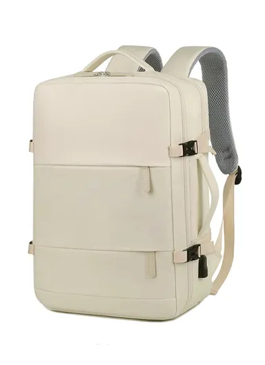 17" Large Capacity Backpack for Men &amp; Women, Multifunctional Bag with USB Charging Dry Separation &amp; Multi-Layer Support (W32 x D13 x H48)cm - Beige