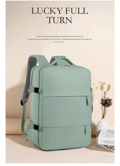 17" Large Capacity Backpack for Men &amp; Women, Multifunctional Bag with USB Charging Dry Separation &amp; Multi-Layer Support (W32 x D13 x H48)cm - Beige