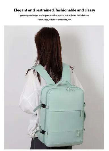 17" Large Capacity Backpack for Men &amp; Women, Multifunctional Bag with USB Charging Dry Separation &amp; Multi-Layer Support (W32 x D13 x H48)cm - Beige