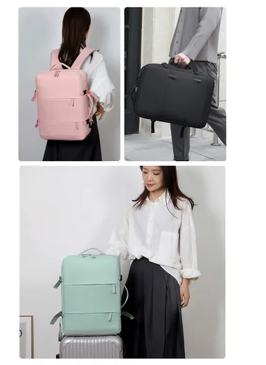 17" Large Capacity Backpack for Men &amp; Women, Multifunctional Bag with USB Charging Dry Separation &amp; Multi-Layer Support (W32 x D13 x H48)cm - Beige