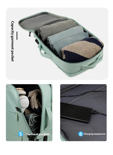 17" Large Capacity Backpack for Men &amp; Women, Multifunctional Bag with USB Charging Dry Separation &amp; Multi-Layer Support (W32 x D13 x H48)cm - Beige