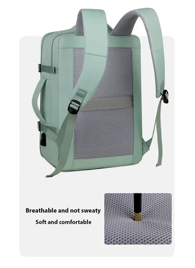 17" Large Capacity Backpack for Men &amp; Women, Multifunctional Bag with USB Charging Dry Separation &amp; Multi-Layer Support (W32 x D13 x H48)cm - Beige