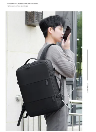 17" Large Capacity Backpack for Men &amp; Women, Multifunctional Bag with USB Charging Dry Separation &amp; Multi-Layer Support (W32 x D13 x H48)cm - Beige