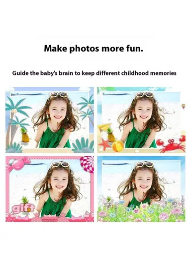 2.0 Inch IPS Screen 48MP HD Children Camera  Cartoon Dinosaur with Music and Games (32G Memory Card + Card Reader) Z11 - Pink