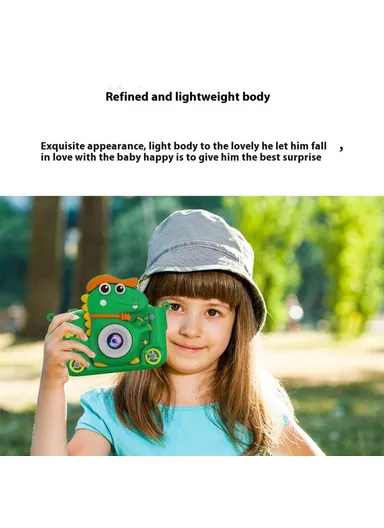 2.0 Inch IPS Screen 48MP HD Children Camera  Cartoon Dinosaur with Music and Games (32G Memory Card + Card Reader) Z11 - Pink