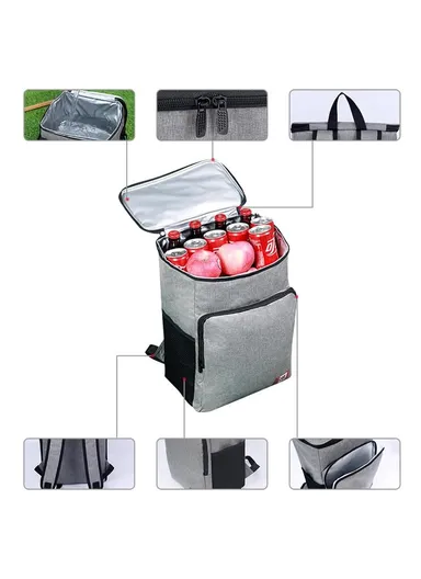 20L Cooler Backpack Waterproof Ice Chest Backpack, Soft Insulated Leak Proof for Camping, Beach, Fishing, Picnic, Lunch, Travel, Outdoor (W30 x D18 x H40)cm - Grey