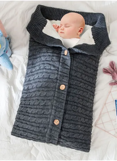Windproof Baby Sleeping Bag Plush &amp; Acrylic Fiber For Warmth &amp; Comfort Ideal For Winter, Travel, &amp; Cozy Nights (L70 x W40)cm - Dark Grey