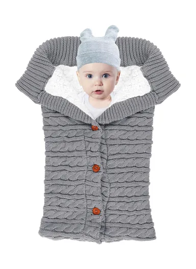 Windproof Baby Sleeping Bag Plush &amp; Acrylic Fiber For Warmth &amp; Comfort Ideal For Winter, Travel, &amp; Cozy Nights (L70 x W40)cm - Black