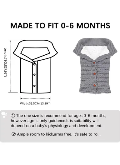 Windproof Baby Sleeping Bag Plush &amp; Acrylic Fiber For Warmth &amp; Comfort Ideal For Winter, Travel, &amp; Cozy Nights (L70 x W40)cm - Black