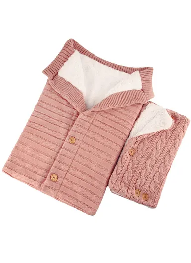 Newborn Winter Sleeping Bag With Pram Gloves Soft Wool Lining, Windproof &amp; Cozy Acrylic Fiber For Outdoor Use (L68 x W40)cm - Rose Gold