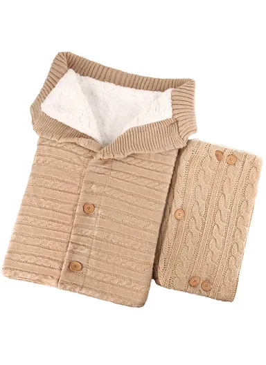 Newborn Winter Sleeping Bag With Pram Gloves Soft Wool Lining, Windproof &amp; Cozy Acrylic Fiber For Outdoor Use (L68 x W40)cm - Beige