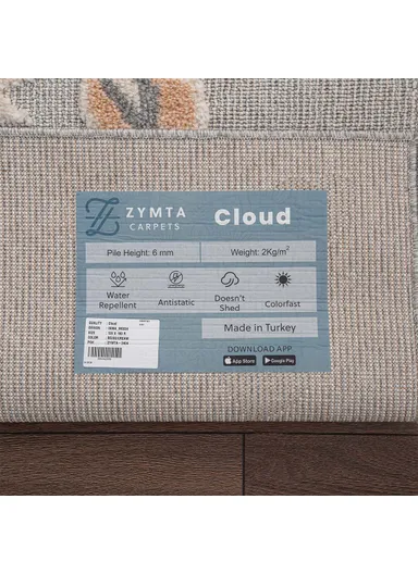 Cloud Gazelle 3D Print 160 x 230 cm Zymta Winter Carpet - Grey / Cream / Salmon / Light Brown