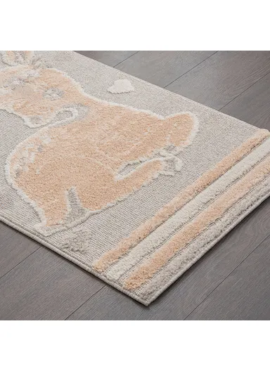 Cloud Gazelle 3D Print 80 x 150 cm Zymta Winter Carpet - Grey / Cream / Salmon / Light Brown