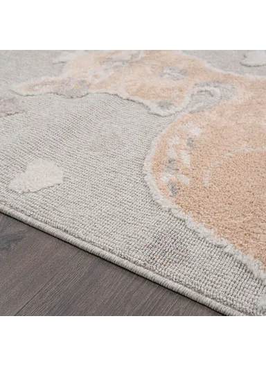 Cloud Gazelle 3D Print 80 x 150 cm Zymta Winter Carpet - Grey / Cream / Salmon / Light Brown