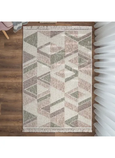 Infinity Rectangular Triangle Shape 160 x 230 cm Zymta Winter Carpet - Green / Beige / Brown / Light Brown