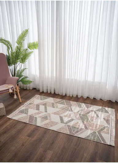 Infinity Rectangular Triangle Shape 160 x 230 cm Zymta Winter Carpet - Green / Beige / Brown / Light Brown