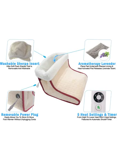 40W Electrothermal Foot Warmer, Soft &amp; Breathable Heating Shoes with 5 Heat Levels, Automatic Shutdown &amp; Remote Control YS-8807 - Silver Grey