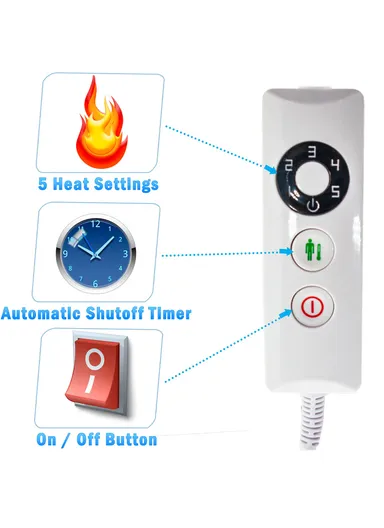 40W Electrothermal Foot Warmer, Soft &amp; Breathable Heating Shoes with 5 Heat Levels, Automatic Shutdown &amp; Remote Control YS-8807 - Silver Grey